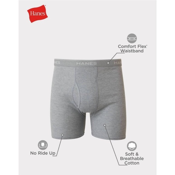 Hanes Men's Gray Waistband Boxer Briefs - Picture 7 of 8
